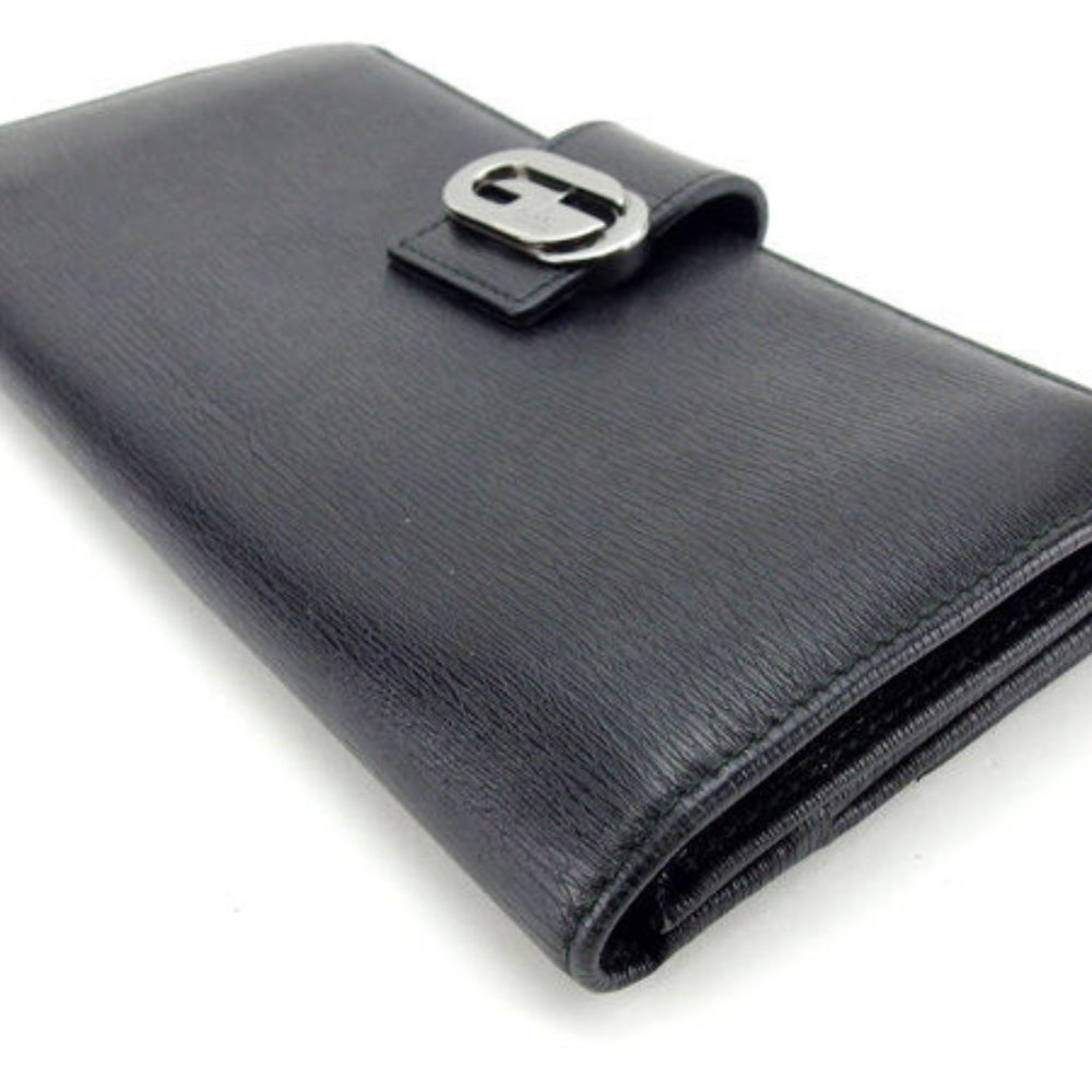 Gucci Wallet Purse Interlocking Black Black Woman Authentic Used Y3904